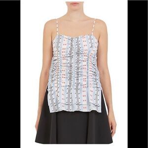 Carven White and Light Blue Striped Ruched Tank Top Sz. 6